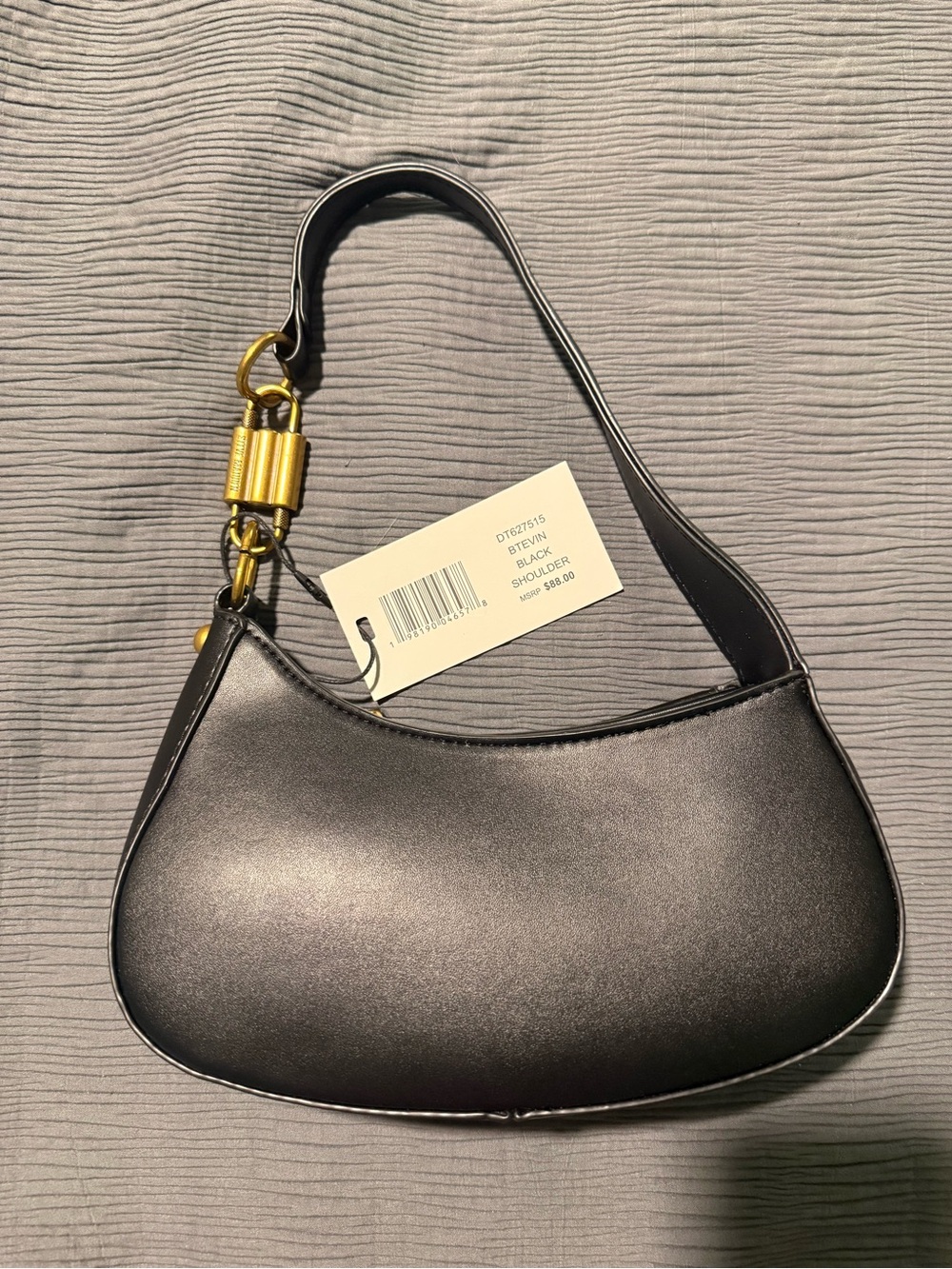Steve Madden Black Shoulder Bag - Sleek Crescent Hobo - Picture 2 of 4